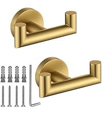 6 Pieces Brushed Gold Bathroom Hardware Accessories Set, SUS304 Stainless Steel 24 Inch Bath Towel Bar Set, Round Bathroom Towel Holder Set, Towel Racks for Bathroom Wall Mounted