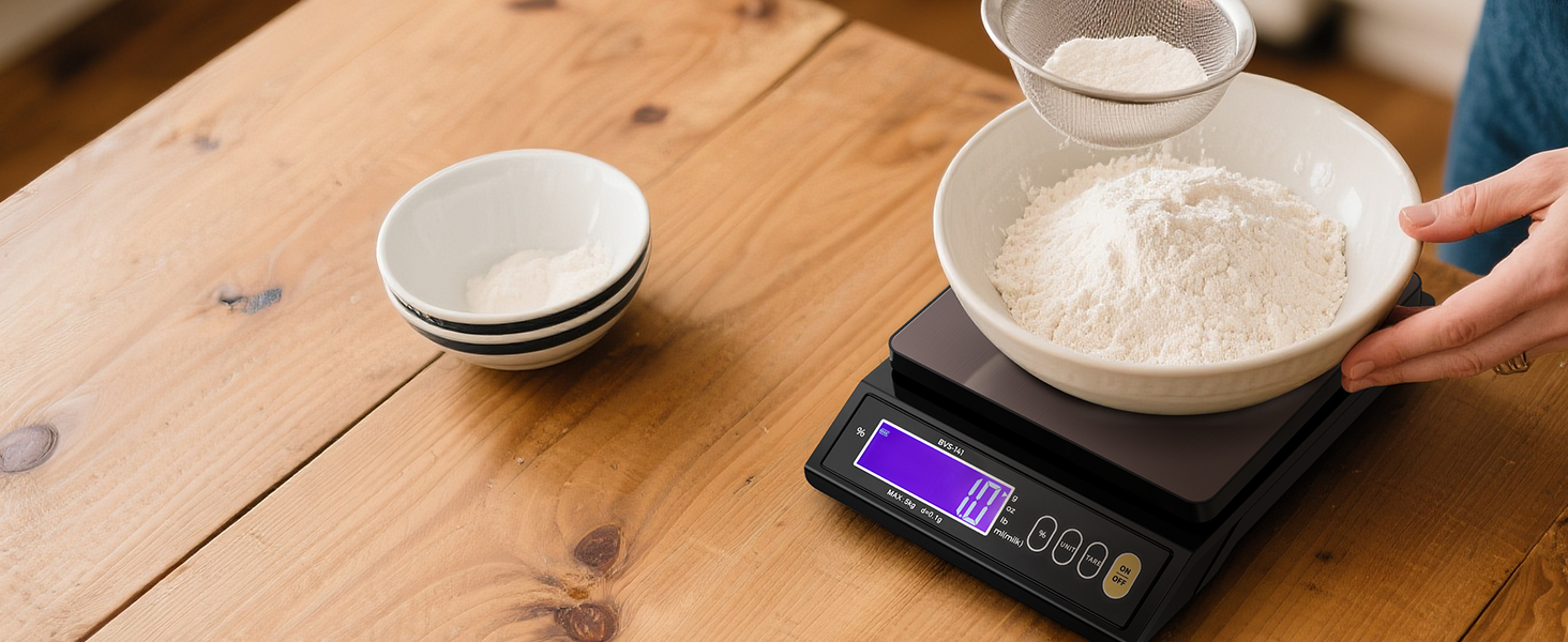 Bonvoisin Baking Scale 0.1 Gram Accuracy Digital Scale for Kitchen, Candle, Soap and Sourdough Bread Making, with Percentage Weighing Function, Weigh in Grams, Pounds and Ounces (10 lb)