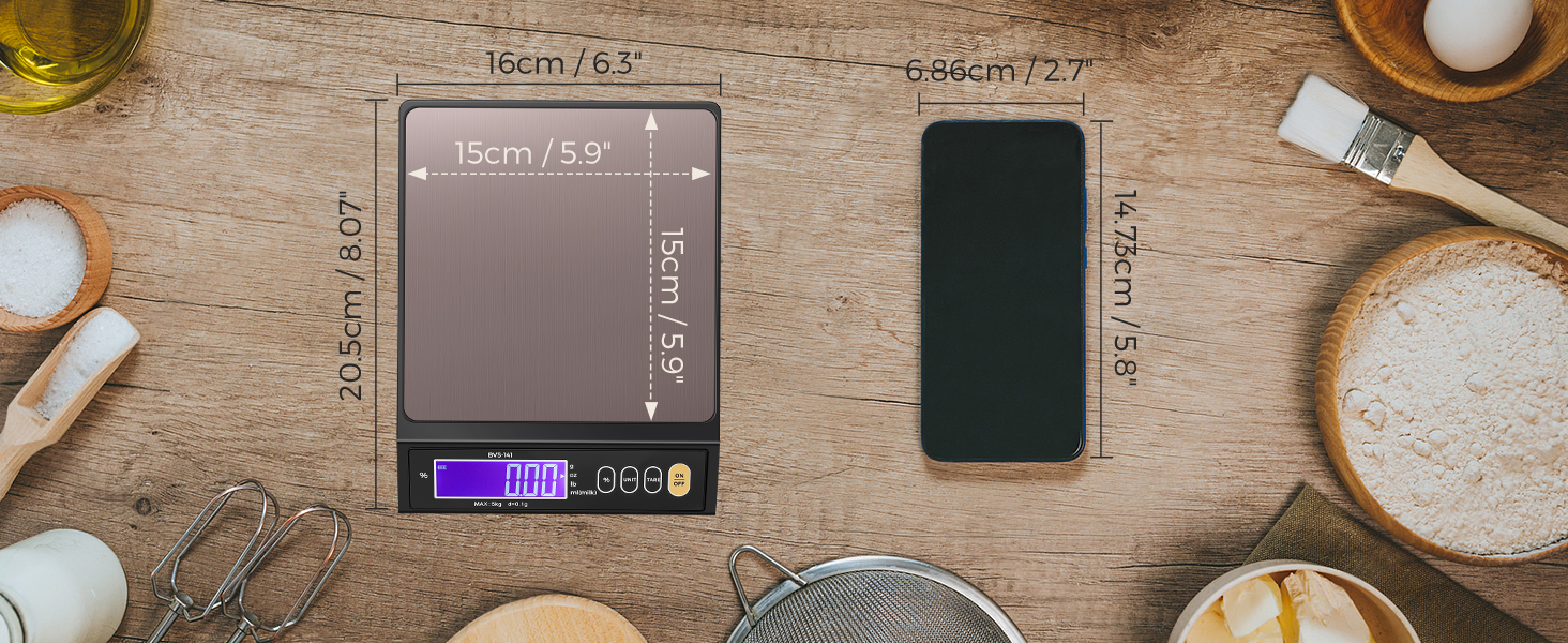 Bonvoisin Baking Scale 0.1 Gram Accuracy Digital Scale for Kitchen, Candle, Soap and Sourdough Bread Making, with Percentage Weighing Function, Weigh in Grams, Pounds and Ounces (10 lb)