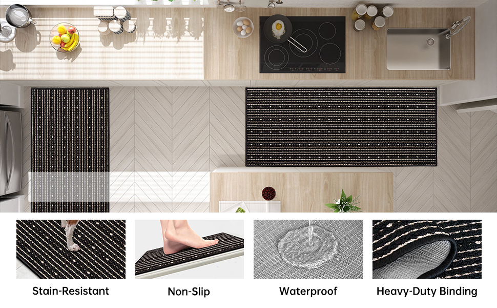 Kitchen Rugs Washable Non-Skid 2-Piece Set, 20