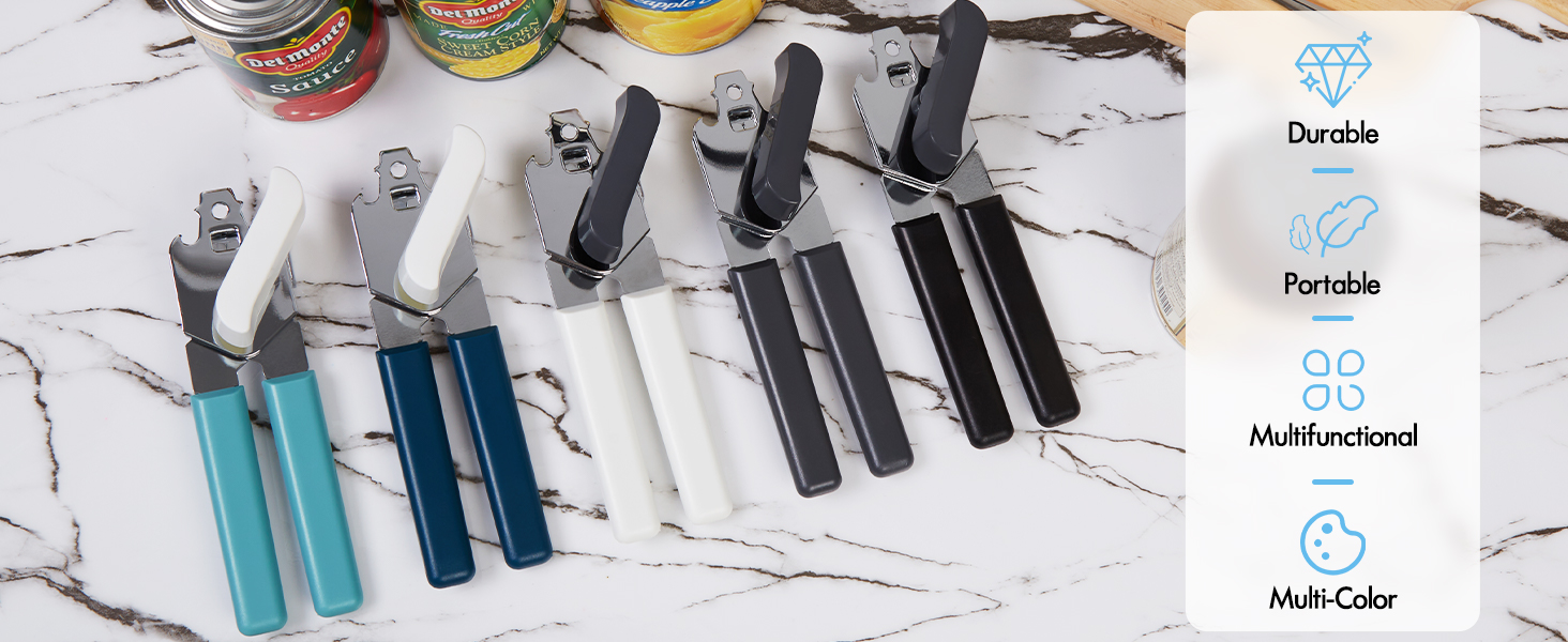 Can Opener Manual, COKORA Can Openers Hand Held with Comfort Anti-Slip Handles, Heavy Duty Stainless Steel Can Opener Smooth Edge and Bottle Openers, Easy Turn Can Openers for Seniors, Kitchen, Black