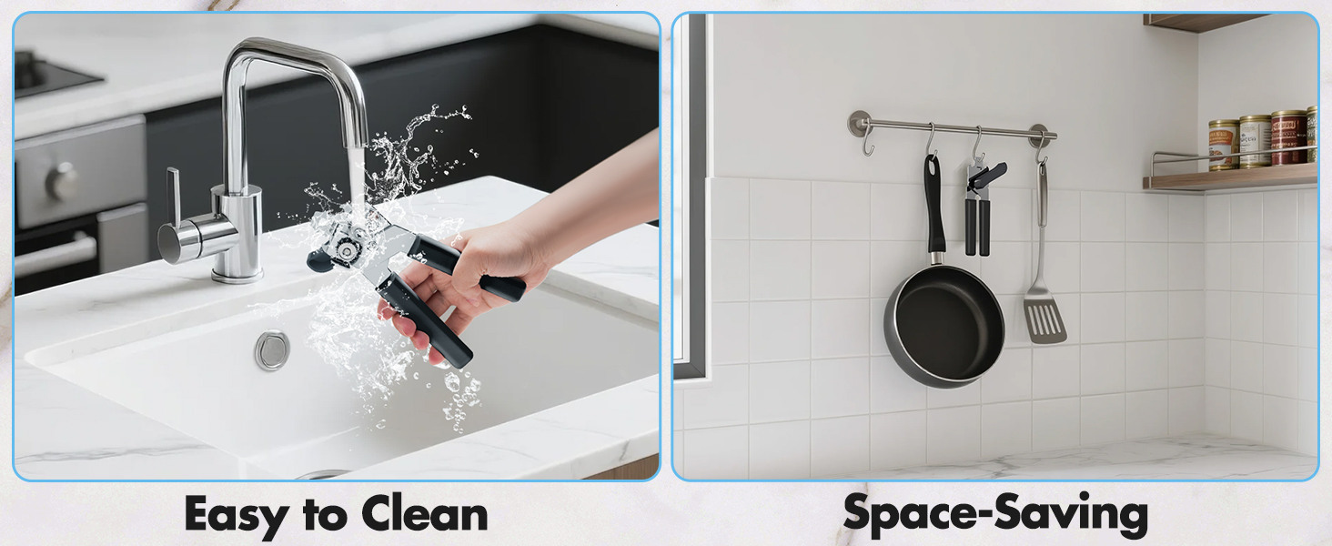 Can Opener Manual, COKORA Can Openers Hand Held with Comfort Anti-Slip Handles, Heavy Duty Stainless Steel Can Opener Smooth Edge and Bottle Openers, Easy Turn Can Openers for Seniors, Kitchen, Black