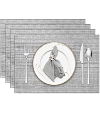 Niviy Placemats, Placemats Set of 4, 12x18 Inch Washable Place Mats Easy to Clean Heat Resistant Table Mats Wipeable Placemat for Holiday Party Kitchen Dining Table Decoration, Blue