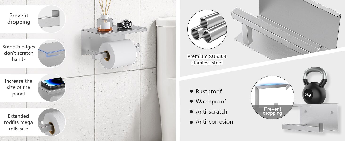 TQKAG 5-Pieces Brushed Nickel Bathroom Hardware Accessories Set 23.6