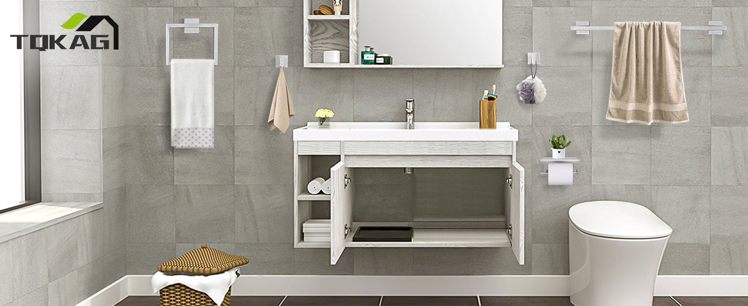 TQKAG 5-Pieces Brushed Nickel Bathroom Hardware Accessories Set 23.6