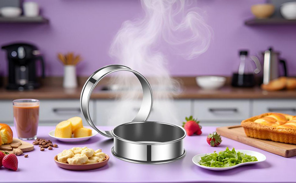 12packs Crumpet Rings 4 Inch English Muffin Rings Stainless Steel Double Rolled Nonstick Metal Round Tart Ring Molds for Cookie Cooking Baking