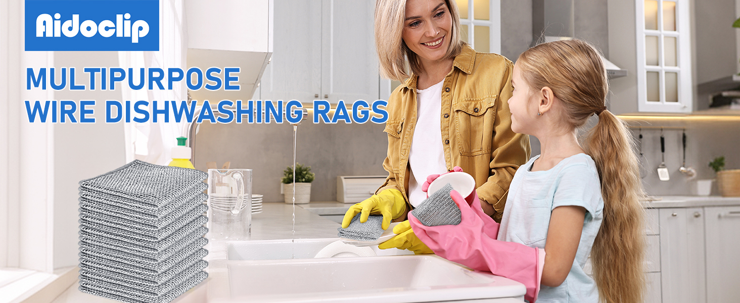 30PCS Non Scratch Wire Dishcloth Steel Wool Scrubber Scrub Pads - Kitchen Dishwashing Rag Sets Bathroom Home Essentials Towels Cleaning Pads Supplies,For Dishes Sinks,Stove Top Dish Cloths Gadgets