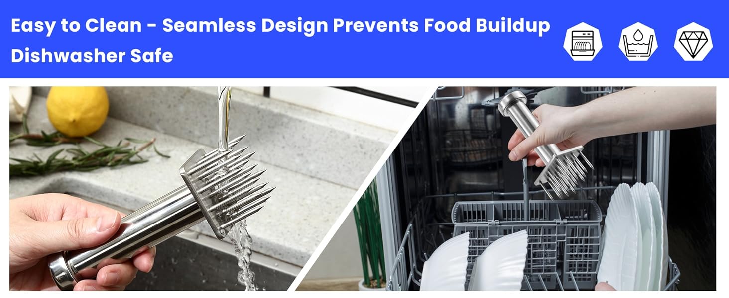 304 Stainless Steel Meat Tenderizer Tool with 18 Sharp Needles, Solid Needle Meat Tenderizer One-Piece Design, Heavy Duty BBQ Marinade Gadgets for Steak, Beef, Chicken, Pork, Dishwasher Safe