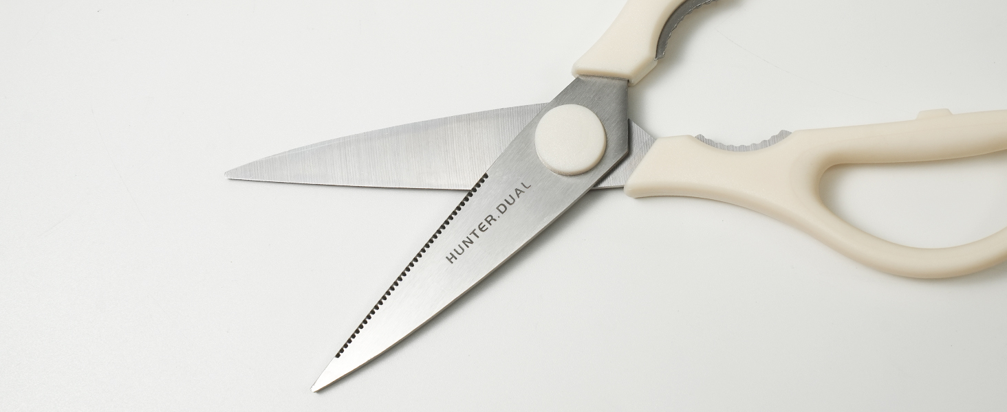 Kitchen Scissors for Food, HUNTER.DUAL Heavy Duty Come Apart Poultry Shears for Cooking, All Purpose for Cutting Chicken, Meat, Fish & Vegetables (Cream, 8.35 Inch)