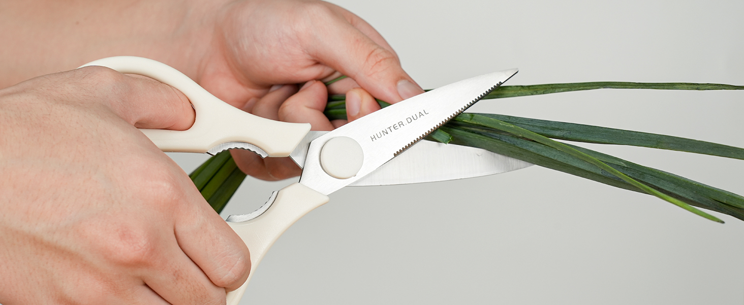 Kitchen Scissors for Food, HUNTER.DUAL Heavy Duty Come Apart Poultry Shears for Cooking, All Purpose for Cutting Chicken, Meat, Fish & Vegetables (Cream, 8.35 Inch)