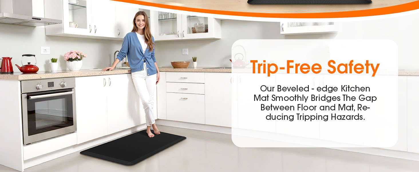 Kitchen Mat, Cushioned Thick Floor Comfort Mat, with Non-Slip Bottom, Water & Stain Resistant, Easy Clean Standing Desk Mat for Kitchen, Sink, Office (17.3