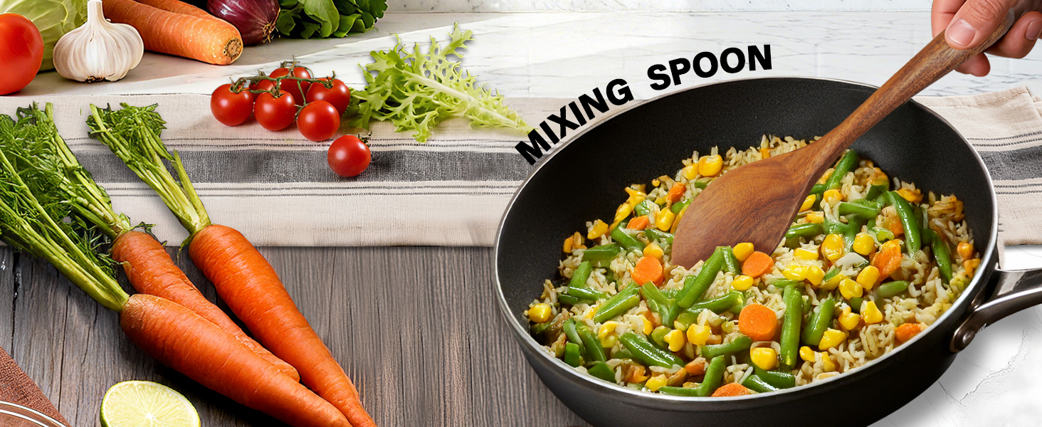 12 Piece Wooden Spoons for Cooking, Natural Teak Wooden Utensils Set, Handmade Wood Kitchen Utensil Set with Holder and Spoon, Durable Nonstick, Comfort Grip Wood Cookware Tool