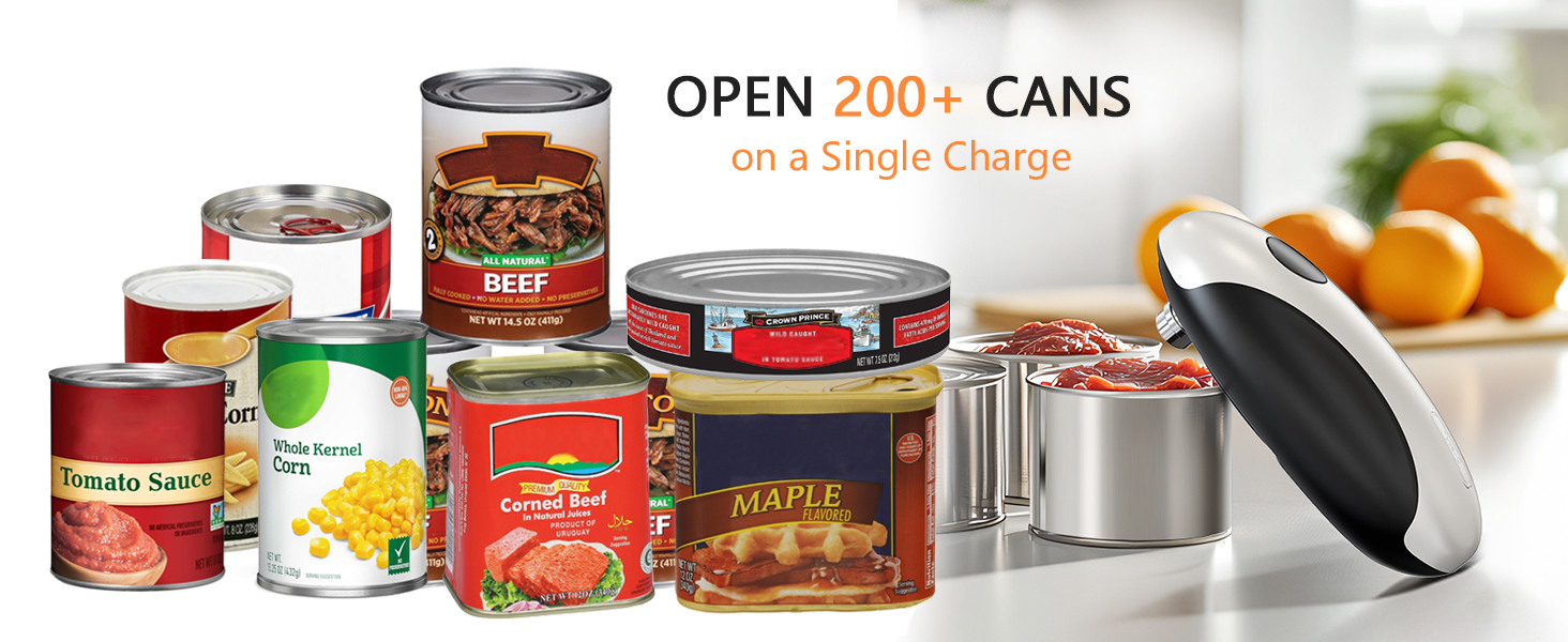 Electric Can Opener, Rechargeable Can Opener Electric Fits Most Can Sizes with Smooth Edge, USB-C Fast Charge Can Opener,One-Touch Automatic Can Openers for Seniors. (White)