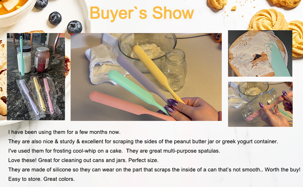 4Pcs Jar Spatula Silicone Long Scraper, Food-grade Cream Spatulas, Heat-Resistant Jam Spreader for Scraping Kitchen Baking Mixing Cake Butter