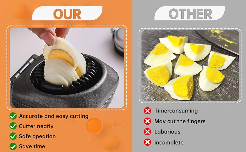 Egg Slicer, 2 in 1 Egg Slicer for Hard Boiled Eggs, Stainless Steel Wire Egg Slicers, Kitchen Multipurpose Egg Cutter with Storage Box, for Cutting Eggs, Strawberries and Cherry Tomatoes (Black)