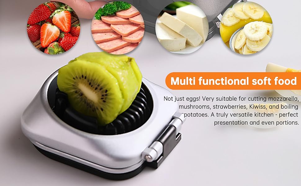 Egg Slicer, 2 in 1 Egg Slicer for Hard Boiled Eggs, Stainless Steel Wire Egg Slicers, Kitchen Multipurpose Egg Cutter with Storage Box, for Cutting Eggs, Strawberries and Cherry Tomatoes (Black)