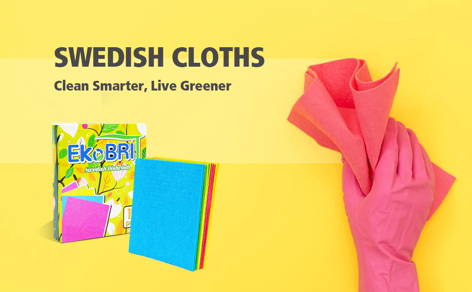 Swedish Dishcloths for Kitchen 15 Pack Reusable Paper Towels, Super Absorbent & Quick Dry, Eco-Friendly Compostable Cleaning Cloths for Dishes, Countertops & Glass, Durable Sponge Cloth Set