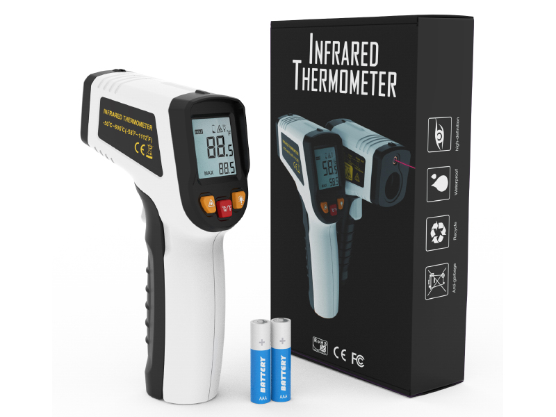 KNINE OUTDOORS Infrared Thermometer Laser Temperature Gun, -58℉ to 1112℉, Single Laser Targeting, Distance to Spot Ratio 12:1, for Cooking, Oven and Meat (White)