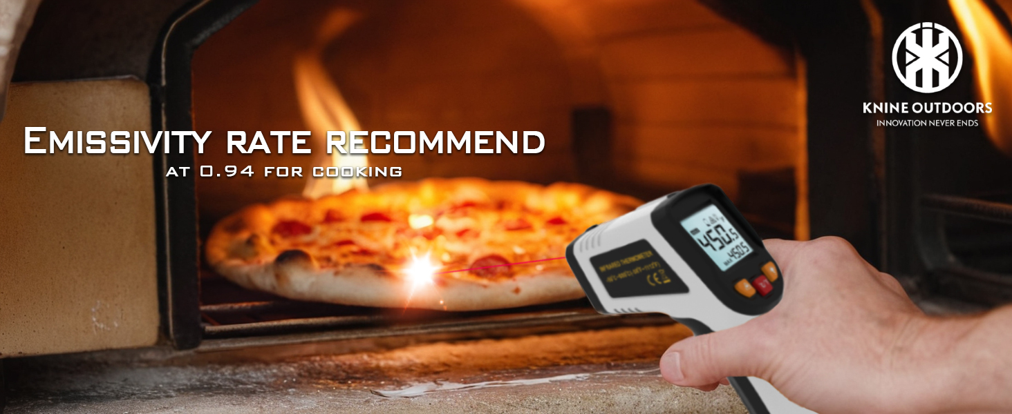 KNINE OUTDOORS Infrared Thermometer Laser Temperature Gun, -58℉ to 1112℉, Single Laser Targeting, Distance to Spot Ratio 12:1, for Cooking, Oven and Meat (White)