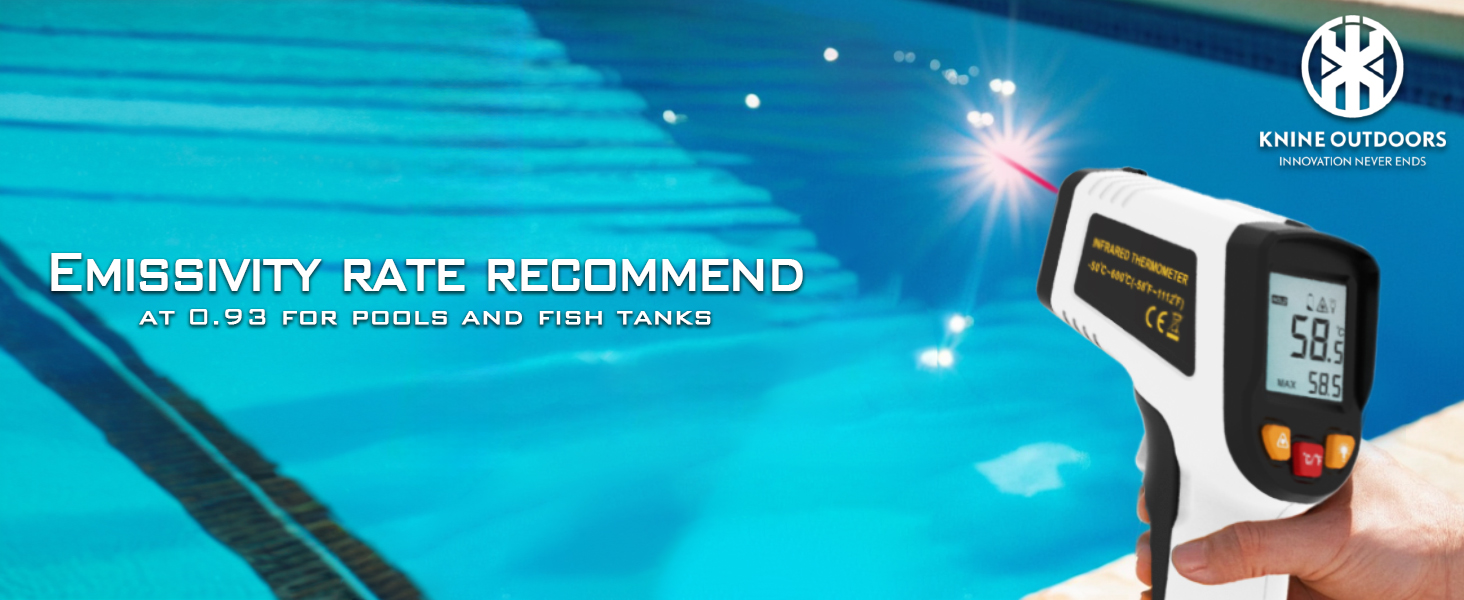 KNINE OUTDOORS Infrared Thermometer Laser Temperature Gun, -58℉ to 1112℉, Single Laser Targeting, Distance to Spot Ratio 12:1, for Cooking, Oven and Meat (White)