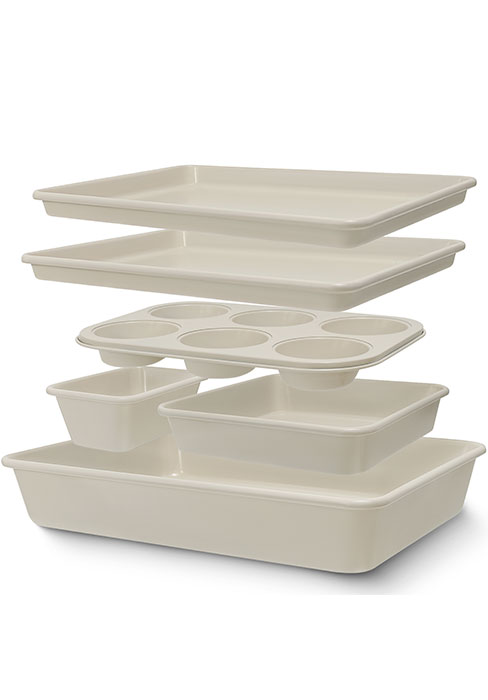 Baking Pans Set, Nonstick Stackable Bakeware Sets, Oven Pans for Cooking, AIVIKI 6 Pieces Baking Sheets Set Including Cookie Sheet, Deep Roaster Pan, Square Pan, Loaf Pan, Muffin Pan, Carbon Steel