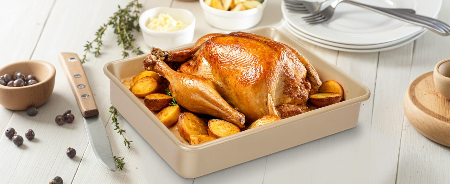 Baking Pans Set, Nonstick Stackable Bakeware Sets, Oven Pans for Cooking, AIVIKI 6 Pieces Baking Sheets Set Including Cookie Sheet, Deep Roaster Pan, Square Pan, Loaf Pan, Muffin Pan, Carbon Steel