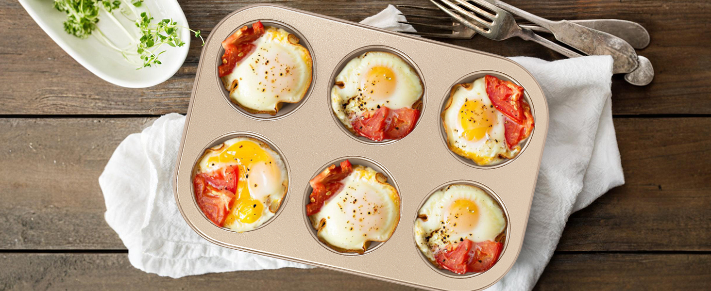 Baking Pans Set, Nonstick Stackable Bakeware Sets, Oven Pans for Cooking, AIVIKI 6 Pieces Baking Sheets Set Including Cookie Sheet, Deep Roaster Pan, Square Pan, Loaf Pan, Muffin Pan, Carbon Steel