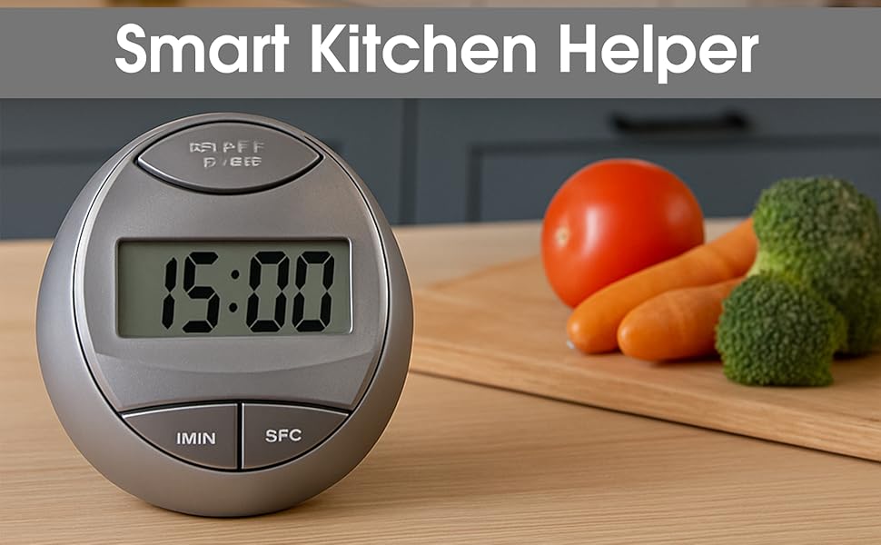 Digital Kitchen Timer Cute Egg Timer with Countdown & Stopwatch, Kitchen Timer Digital for Cooking, Baking & Boiled Eggs, Silver Digital Timer, Kitchen Timers for Cooking & Meal Prep