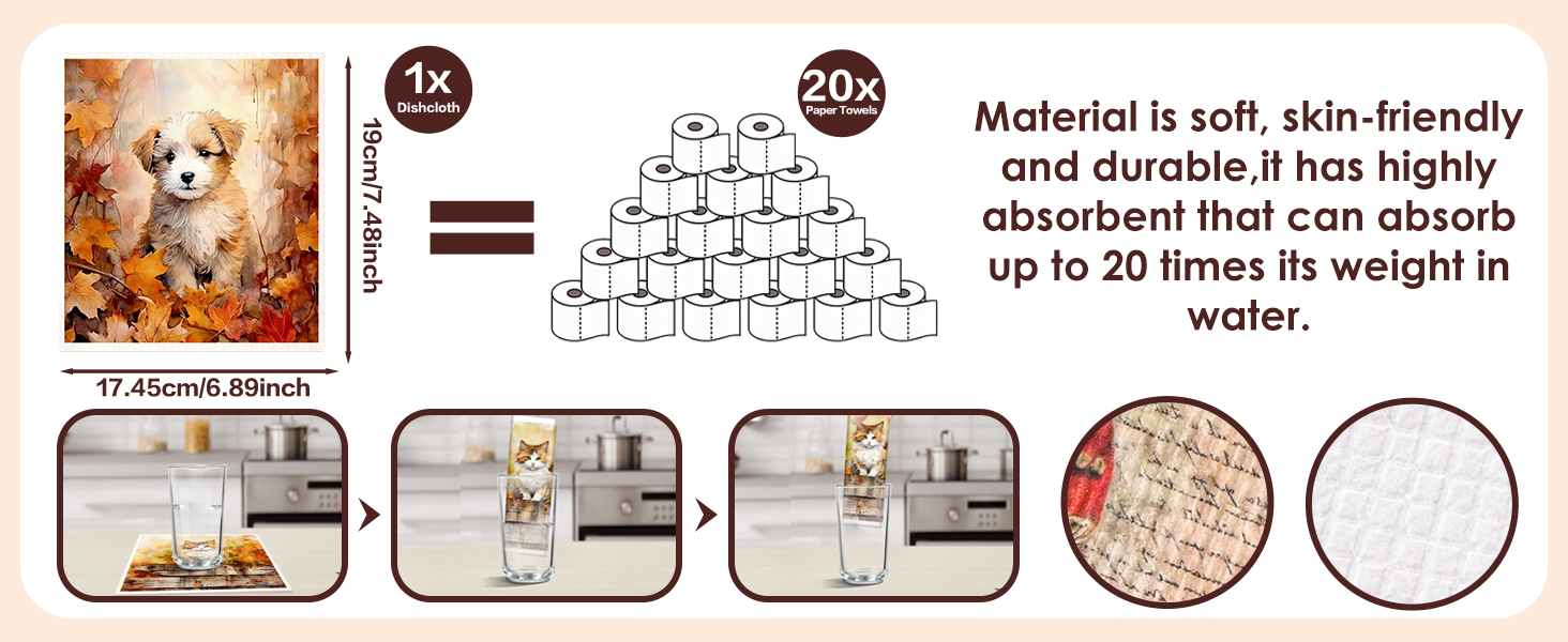 Black Cat Swedish Dishcloths for Kitchen, 6 Pack Reusable Dish Cloths for Washing Dishes, Absorbent Swedish Dish Towels for Home Kitchen Cleaning Fast Drying Washable Dishes Cloths