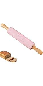 3Pcs Silicone Rolling Pin for Baking Sets,15Inch Pastry Dough Roller with Wooden Handle Silicone Mat and Brush, Non Stick Surface Rolling Pins for Dough Cookie Baking Supplies Kitchen Accessories