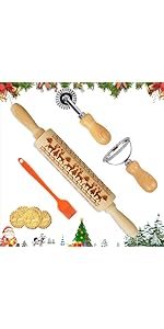 3Pcs Silicone Rolling Pin for Baking Sets,15Inch Pastry Dough Roller with Wooden Handle Silicone Mat and Brush, Non Stick Surface Rolling Pins for Dough Cookie Baking Supplies Kitchen Accessories