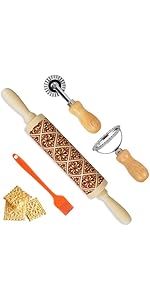 3Pcs Silicone Rolling Pin for Baking Sets,15Inch Pastry Dough Roller with Wooden Handle Silicone Mat and Brush, Non Stick Surface Rolling Pins for Dough Cookie Baking Supplies Kitchen Accessories