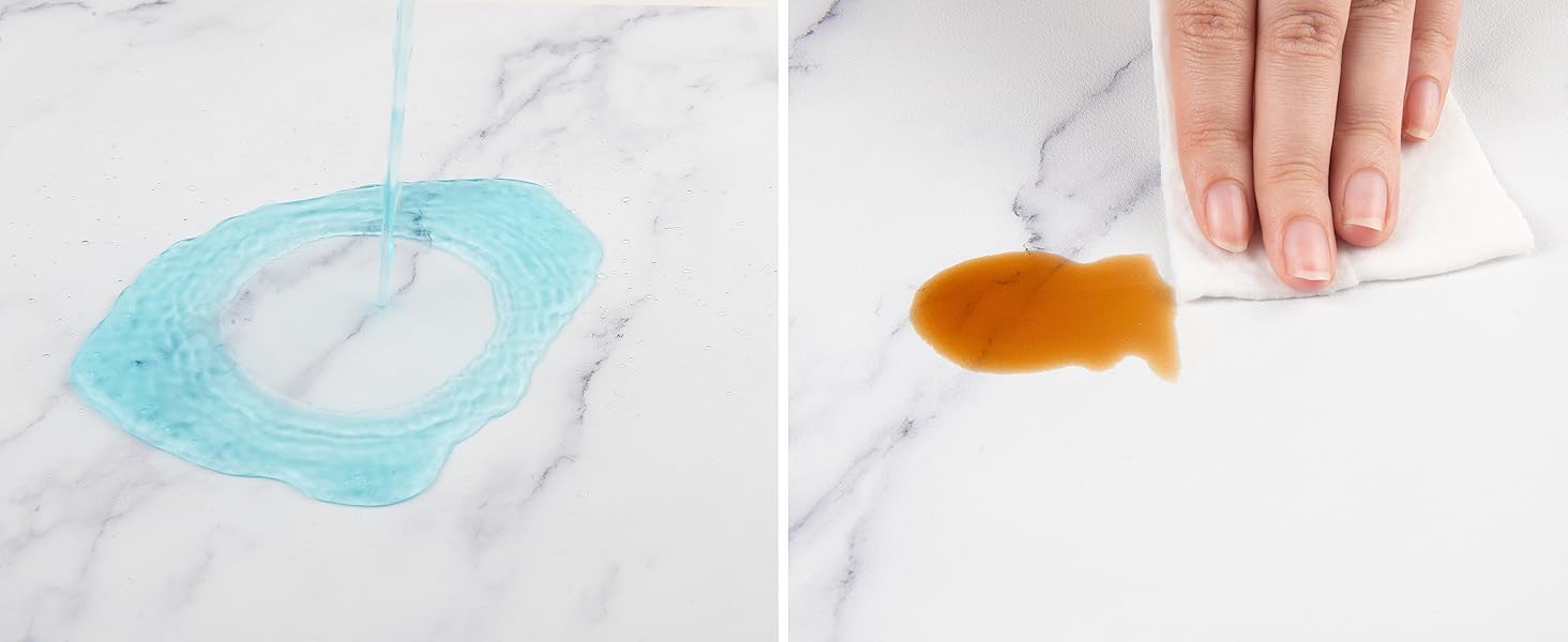 QIYI Placemats Set of 6, 12x18 Inch Faux Leather Place Mats for Kitchen Dinning, Heat Resistant Anti Slip Table Mats, Waterproof Wipeable Washable Placemat Party Table Décor, White Marble