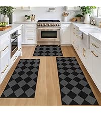 SHACOS Kitchen Rugs Sets of 3 Non Slip Washable Polypropylene Low Pile Absorbent Resist Dirt Kitchen Floor Mat 3 Piece for Entryway, Hallway, Front of Sink (20