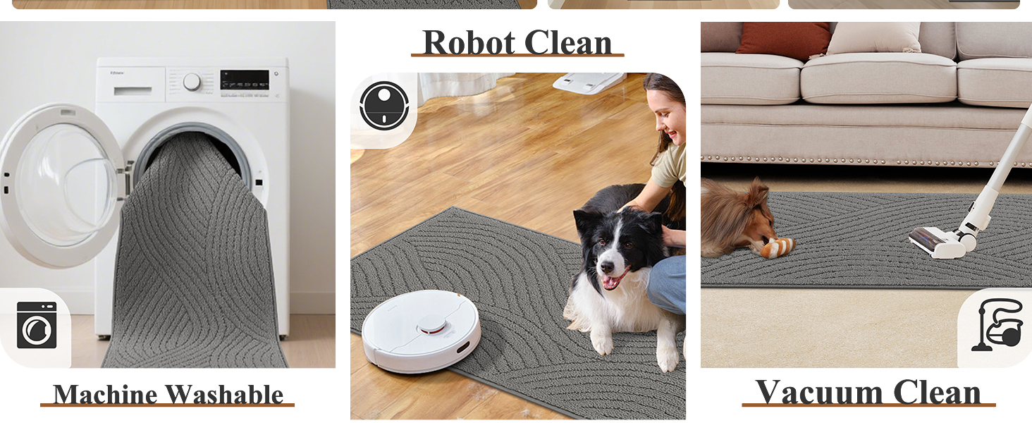 SHACOS Kitchen Rugs Sets of 3 Non Slip Washable Polypropylene Low Pile Absorbent Resist Dirt Kitchen Floor Mat 3 Piece for Entryway, Hallway, Front of Sink (20