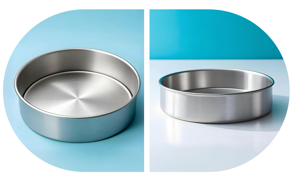 9 Inch Cake Pans Set of 2 with 100 Pieces Parchment Paper, Stainless Steel Round Cake Pans Baking Pan For Layered Cakes, No Coating Smash Cake Pans Mirror Finish Dishwasher Safe Cake Mold