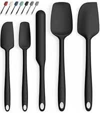 Coukre Silicone Spatula Set of 5,High Temperature Resistant, Food Grade Silicone, Dishwasher Safe, for Baking, Cooking (Pure Colorful A)