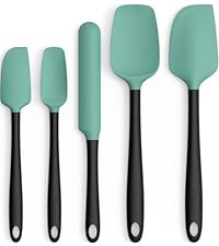Coukre Silicone Spatula Set of 5,High Temperature Resistant, Food Grade Silicone, Dishwasher Safe, for Baking, Cooking (Pure Colorful A)