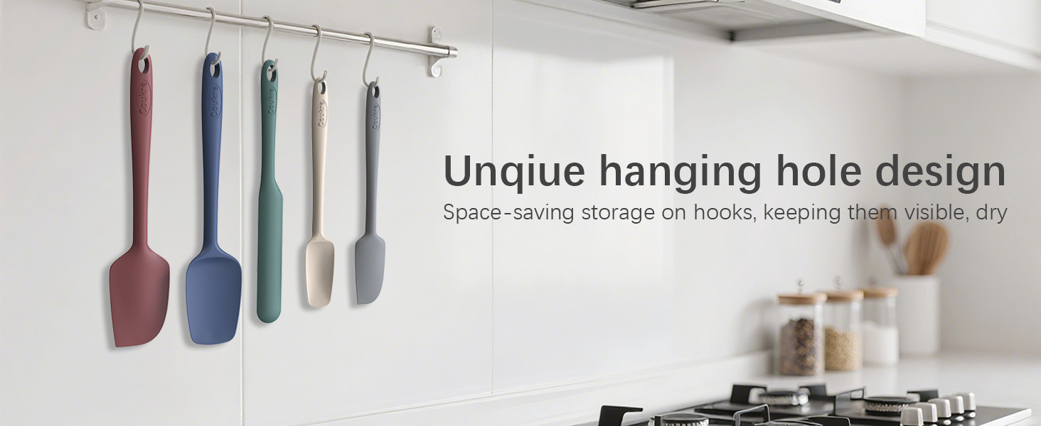 Coukre Silicone Spatula Set of 5,High Temperature Resistant, Food Grade Silicone, Dishwasher Safe, for Baking, Cooking (Pure Colorful A)