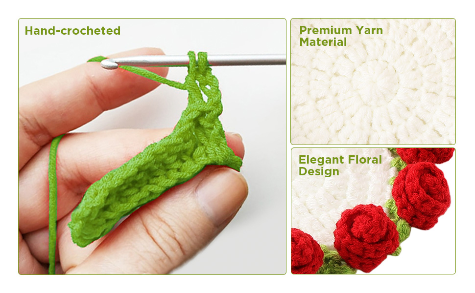 Flower Crochet Coasters, Handmade Bouquet Blanket Coaster with Crochet Plant Pot Fun Soft Decorative Drink Coasters for Coffee Tabletop Protection and Home Decor (Pink, 1Pc)