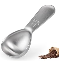 Doosu 1 Tablespoon Coffee Scoop - 18/8 Stainless Steel Heavy Duty Measuring Spoon with Short Handle, Food Grade Metal Tbsp Scoop for Ground Coffee Beans Tea Sugar Powder (15ml)