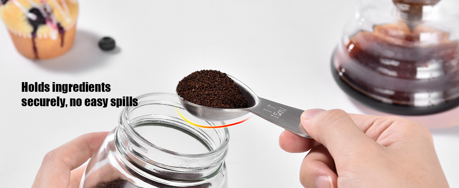 Doosu 1 Tablespoon Coffee Scoop - 18/8 Stainless Steel Heavy Duty Measuring Spoon with Short Handle, Food Grade Metal Tbsp Scoop for Ground Coffee Beans Tea Sugar Powder (15ml)