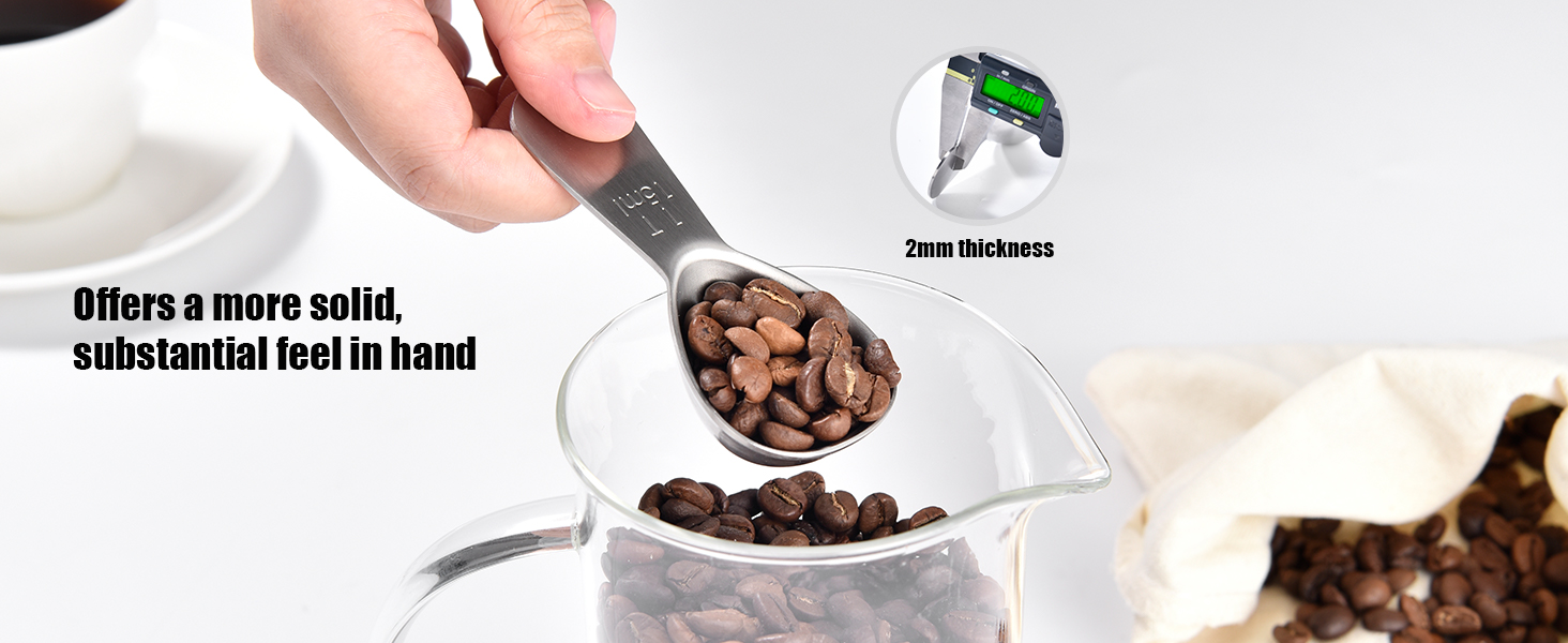 Doosu 1 Tablespoon Coffee Scoop - 18/8 Stainless Steel Heavy Duty Measuring Spoon with Short Handle, Food Grade Metal Tbsp Scoop for Ground Coffee Beans Tea Sugar Powder (15ml)