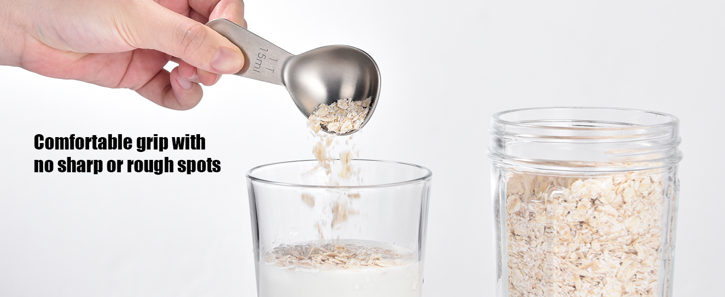 Doosu 1 Tablespoon Coffee Scoop - 18/8 Stainless Steel Heavy Duty Measuring Spoon with Short Handle, Food Grade Metal Tbsp Scoop for Ground Coffee Beans Tea Sugar Powder (15ml)