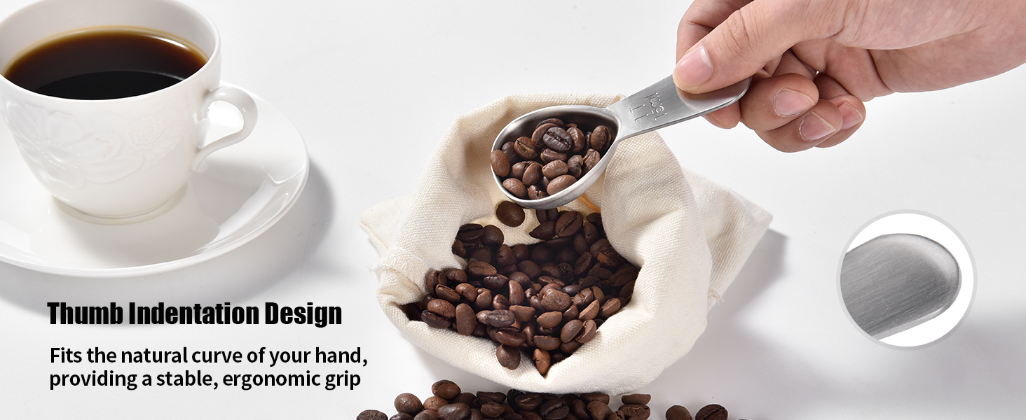 Doosu 1 Tablespoon Coffee Scoop - 18/8 Stainless Steel Heavy Duty Measuring Spoon with Short Handle, Food Grade Metal Tbsp Scoop for Ground Coffee Beans Tea Sugar Powder (15ml)