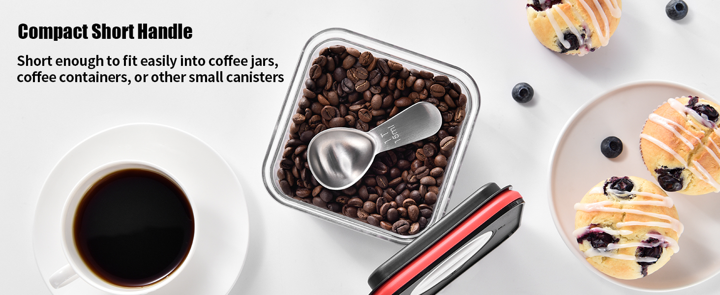 Doosu 1 Tablespoon Coffee Scoop - 18/8 Stainless Steel Heavy Duty Measuring Spoon with Short Handle, Food Grade Metal Tbsp Scoop for Ground Coffee Beans Tea Sugar Powder (15ml)