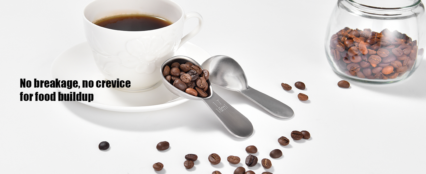Doosu 1 Tablespoon Coffee Scoop - 18/8 Stainless Steel Heavy Duty Measuring Spoon with Short Handle, Food Grade Metal Tbsp Scoop for Ground Coffee Beans Tea Sugar Powder (15ml)