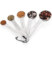 Doosu Measuring Spoons Set of 7-18/8 Stainless Steel Heavy Duty Teaspoons Tablespoons with Engraved Metric & US Measurements, Metal Measure Spoon for Dry and Liquid Ingredients, Dishwasher Safe
