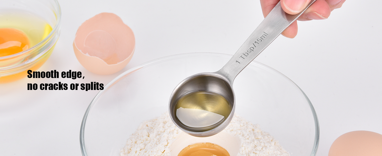 Doosu Measuring Spoons Set of 7-18/8 Stainless Steel Heavy Duty Teaspoons Tablespoons with Engraved Metric & US Measurements, Metal Measure Spoon for Dry and Liquid Ingredients, Dishwasher Safe