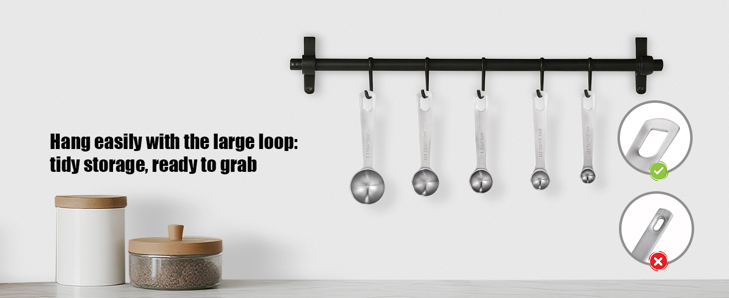 Doosu Measuring Spoons Set of 9-18/8 Stainless Steel Heavy Duty Teaspoons Tablespoons with Engraved Metric & US Measurements, Metal Measure Spoon for Dry and Liquid Ingredients, Dishwasher Safe